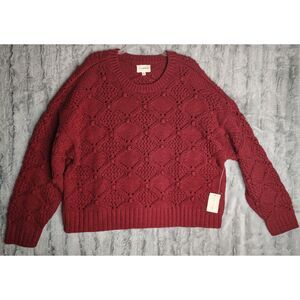 NWT Lucky Brand Bobble Crew Sweater Size XXL RN 80318 Cabernet Fall Cozy Winter